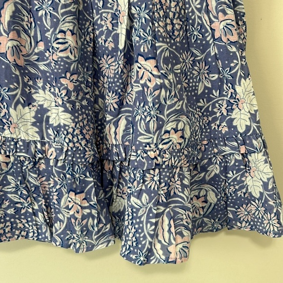 Evereve Sundry Floral Flounce Skirt Ruffle Chambray Blue Pink Sz 0 US XS NEW - Picture 3 of 7